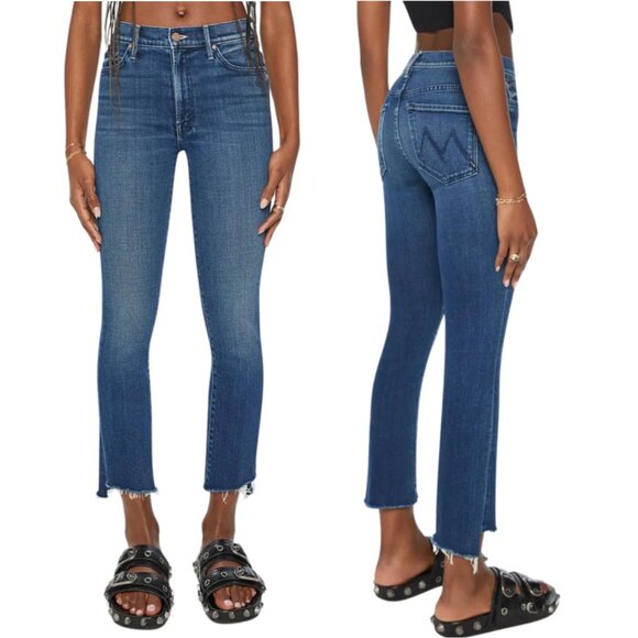 MOTHER The Insider Crop Step Fray Jeans Size 33 NEW